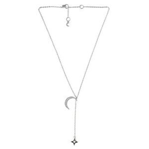 Lili Claspe Silver Plated Rope the Moon Lariat Necklace